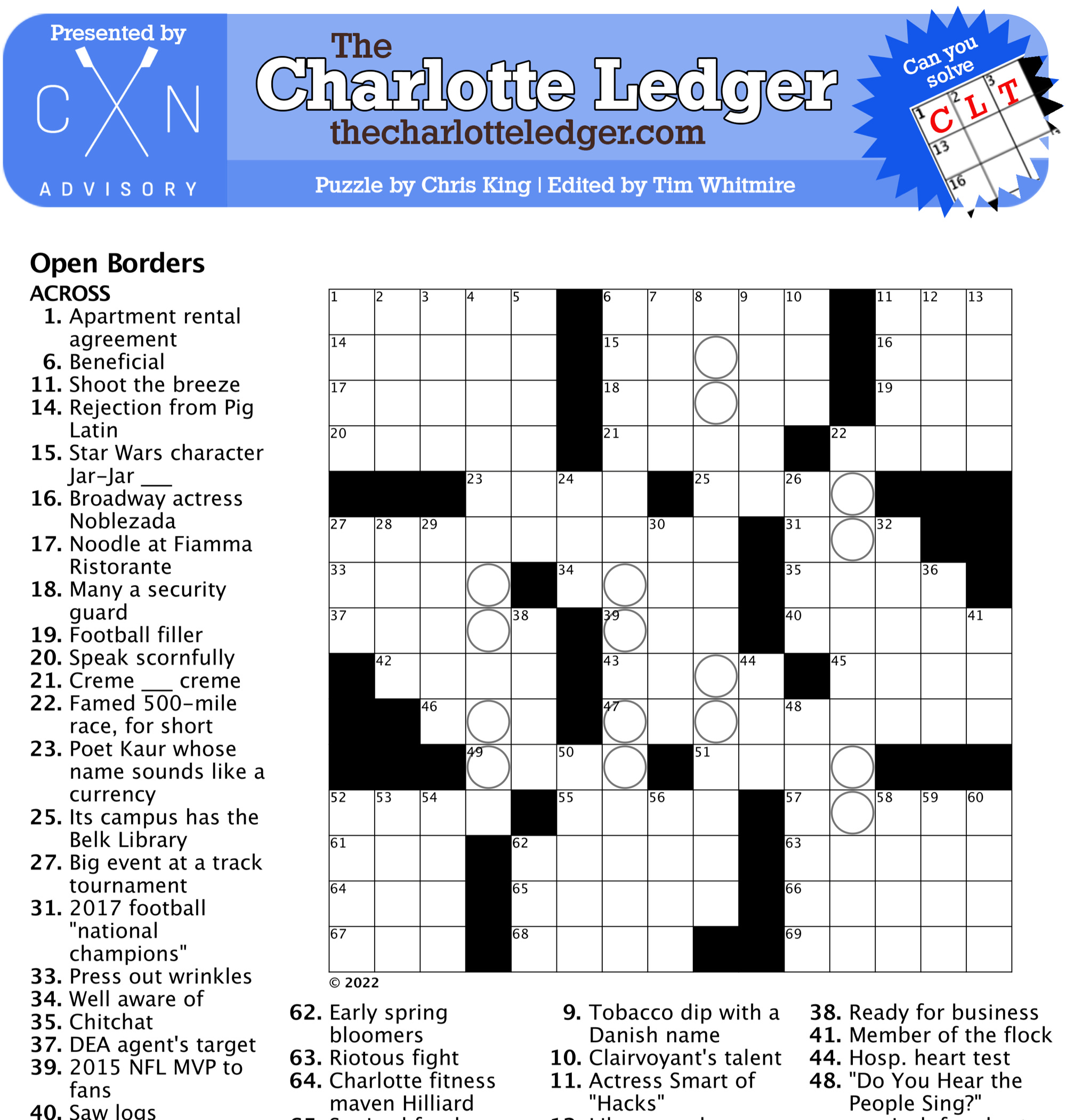 Puzzles: Printable Crossword - Issue: November 25, 2022