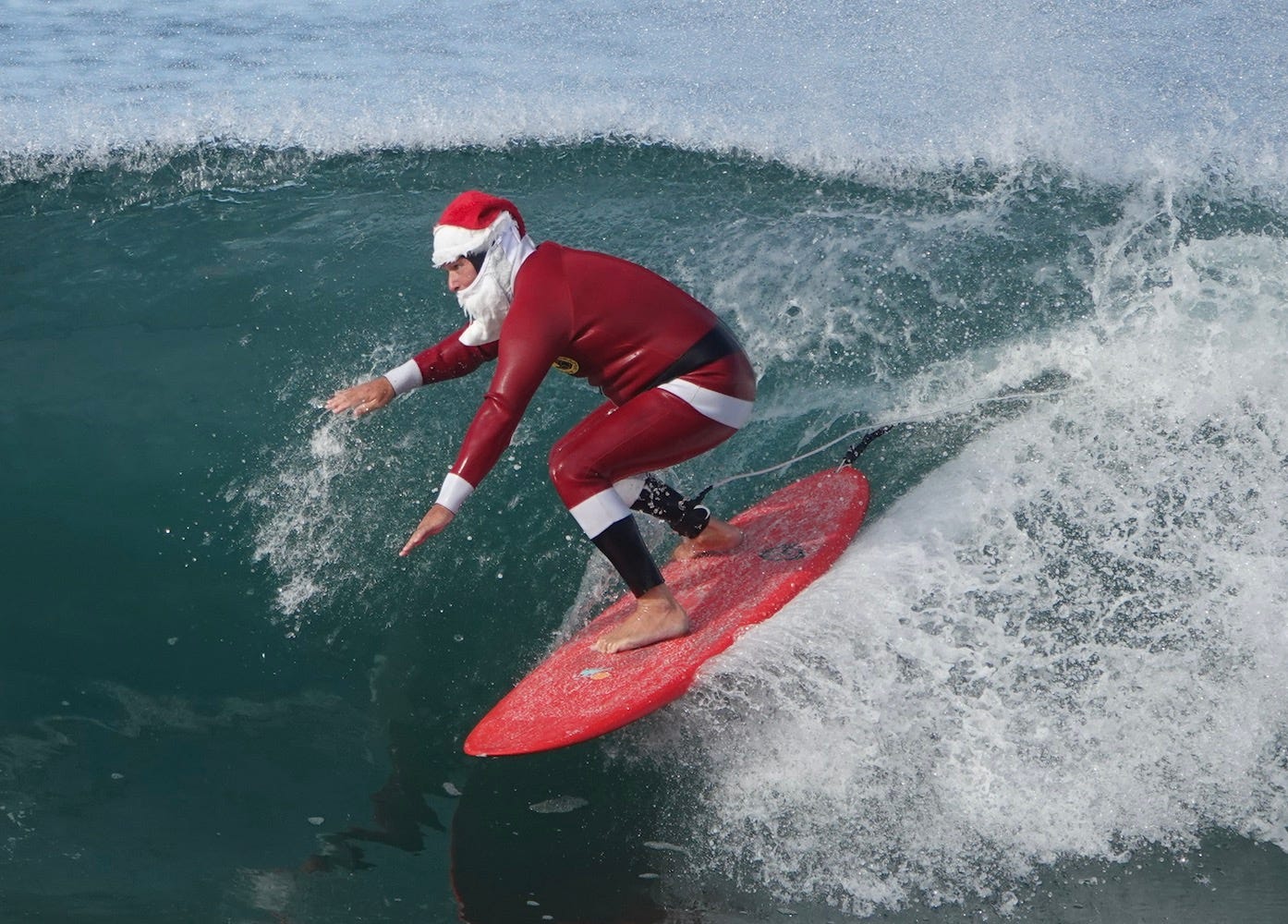 Tropical Christmas Surf Board Cutting Board