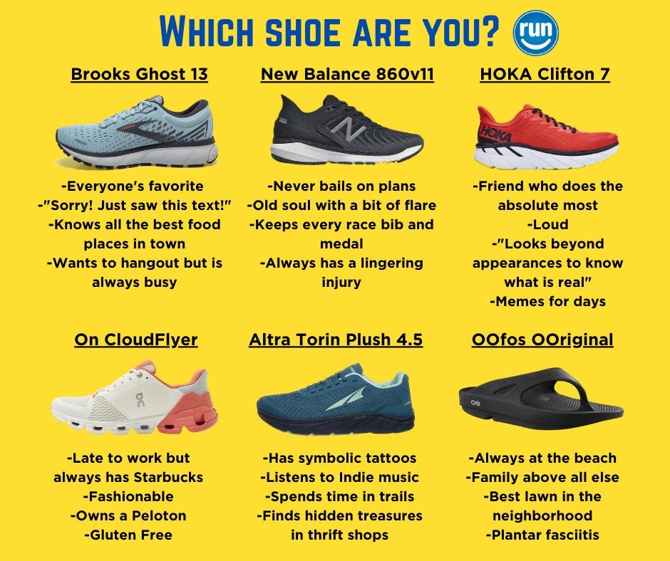 Different running shoe, different purpose. Which is your favorite