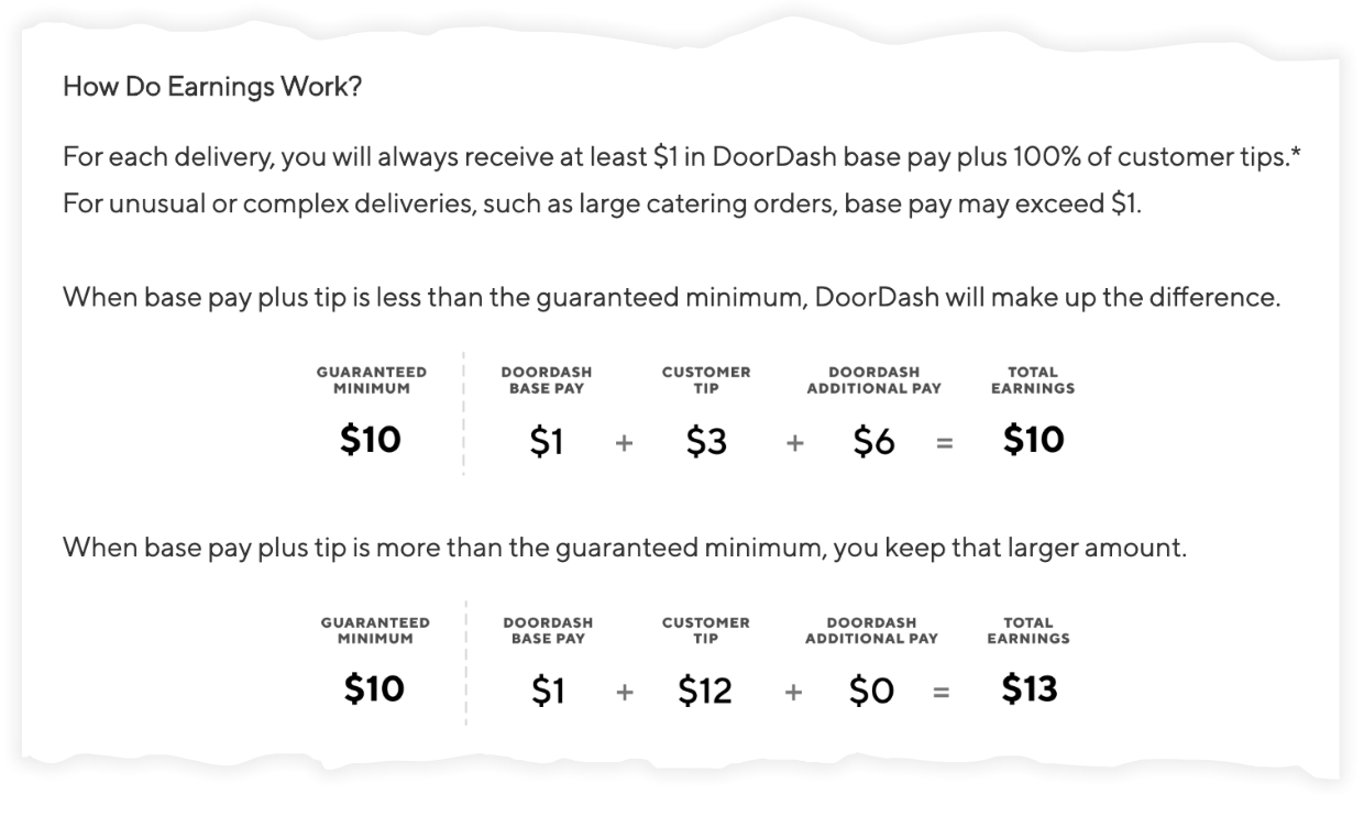DoorDash subsidizes driver wages with tips