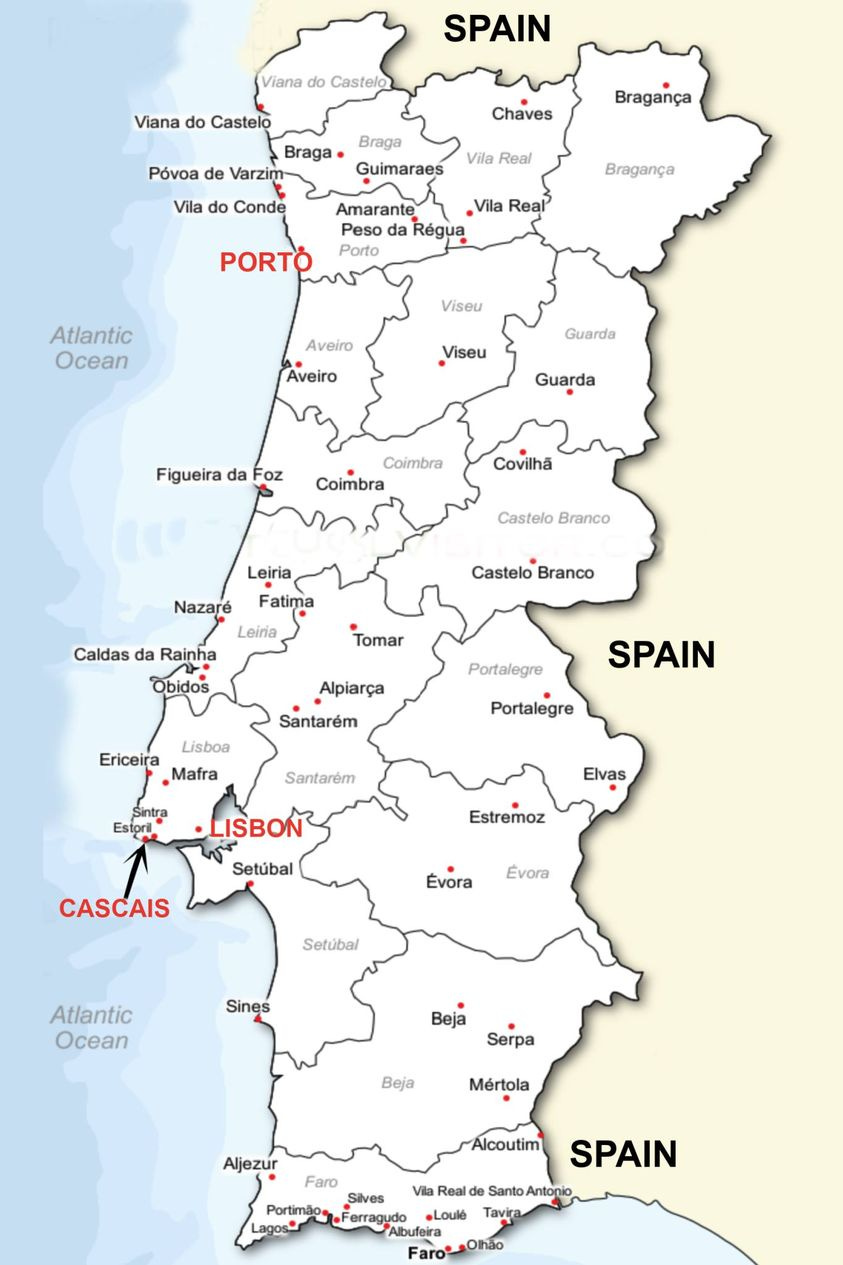 Map of Portugal: Portugal, officially called the Portuguese Republic, is  the westernmost coun…