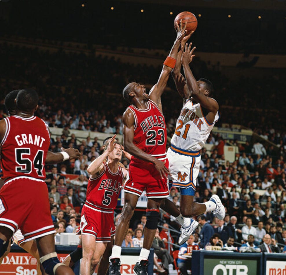 EWING ATHLETICS HONORS JOHN STARKS' HISTORIC DUNK OVER GRANT AND