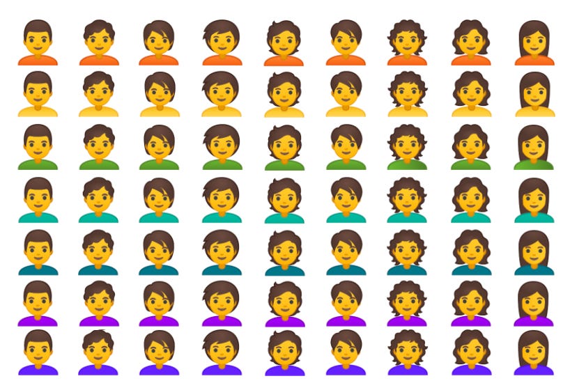 Pregnant man and multi-racial handshake among gender-neutral emojis