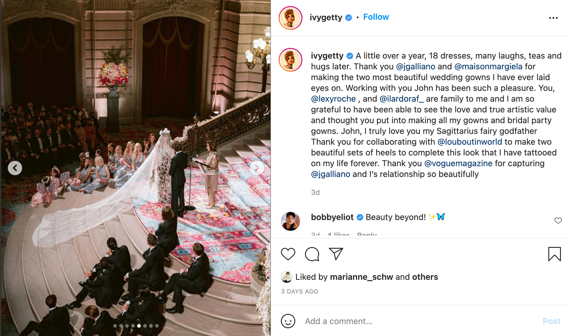 British Vogue - Inside Ivy Getty's fantasy wedding weekend in San