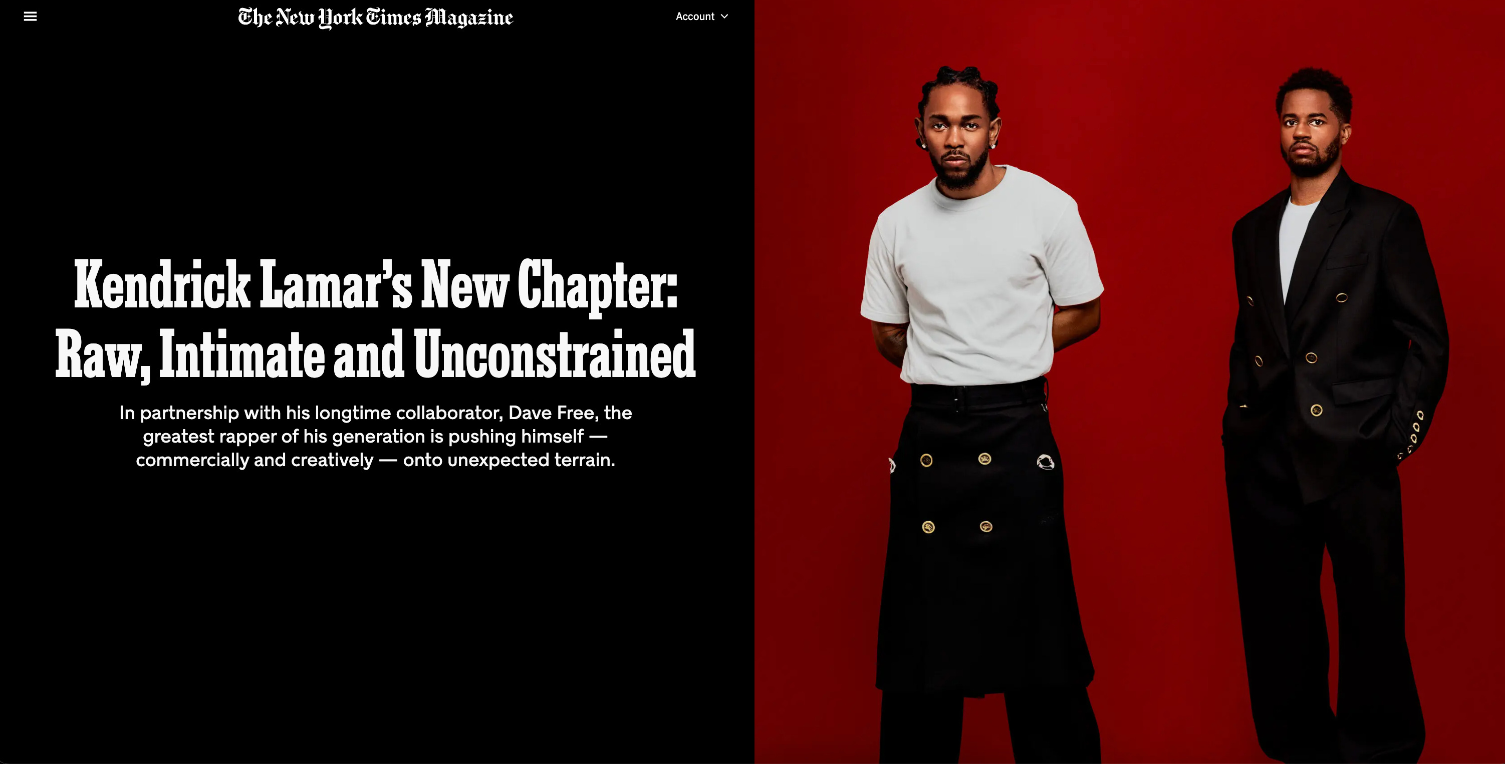 Kendrick Lamar's New Chapter With Dave Free - The New York Times