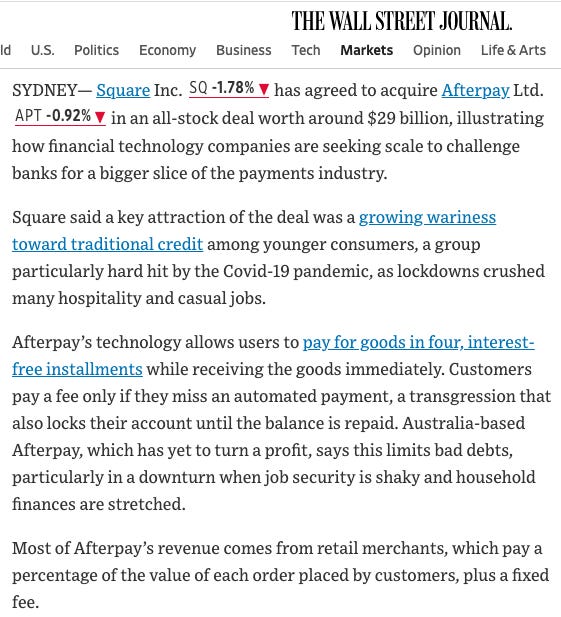 Square to buy 'buy now, pay later' giant Afterpay in $29B deal