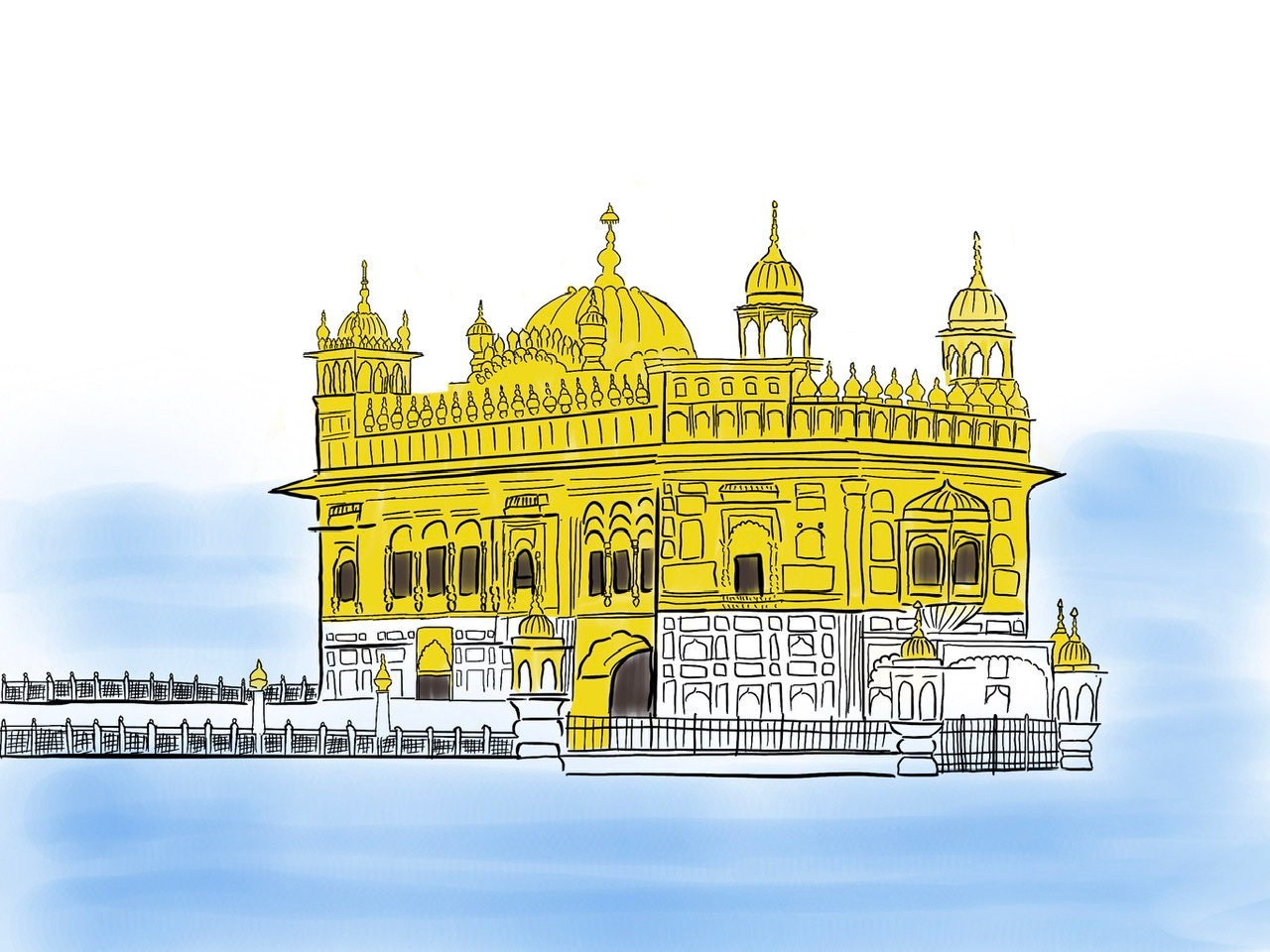 How to draw Golden Temple, Amritsar sketch#Famous Temple of Sikhs #Famous Temple  sketch#World Famous - YouTube