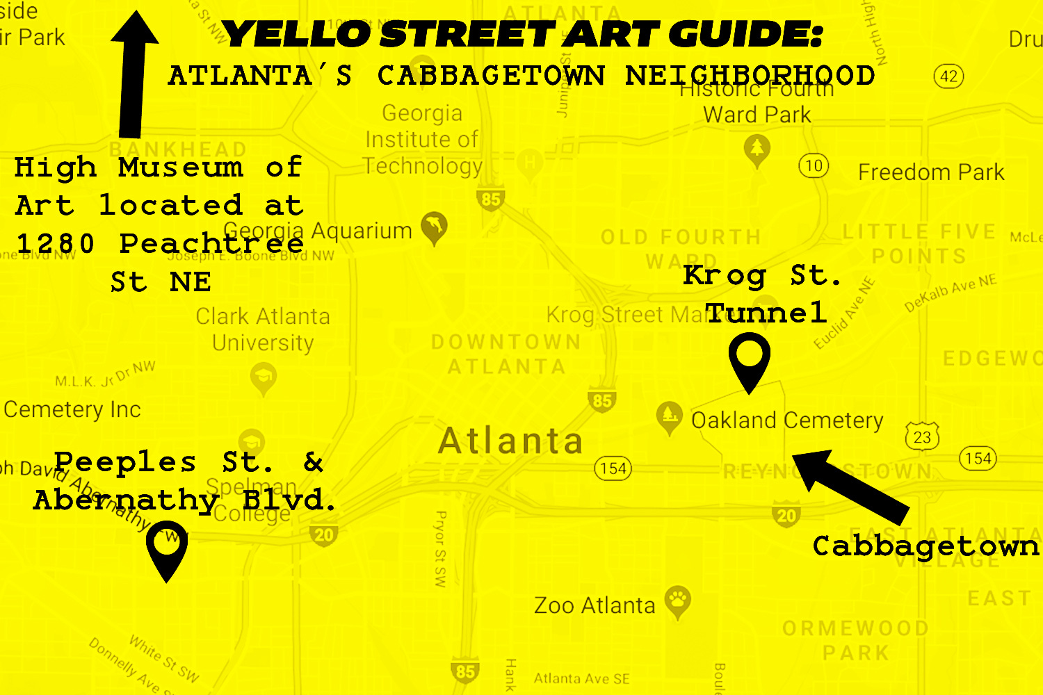 Yello Street Art Guide: Atlanta's Cabbagetown neighborhood