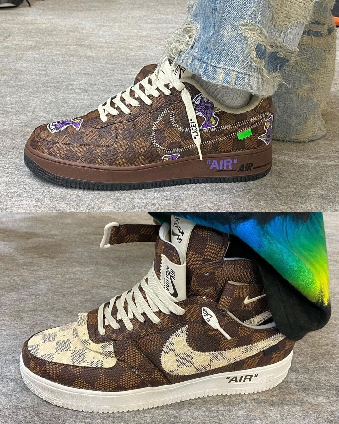 Air force 1 lv Sneakers In Brown White Green Red AF1 lv Low mix lv Sneakers  For Unisex New Version Super Cool trend 2022