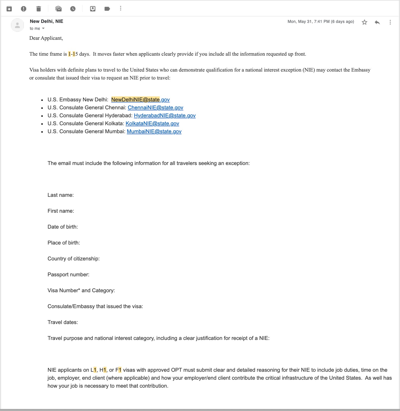 How I got a National Interest Exemption from the US to enter 