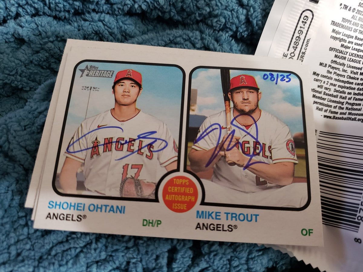 Shohei Ohtani and Mike Trout shared autographed baseball cards