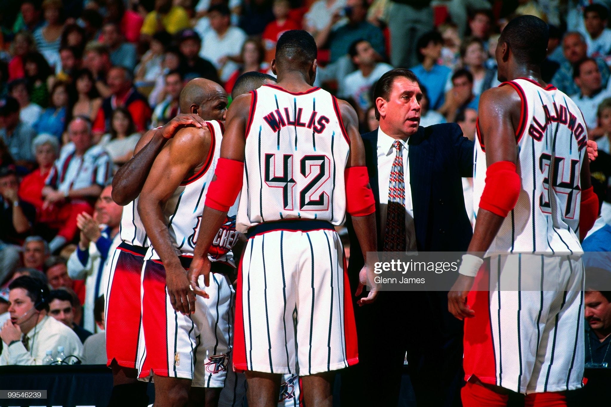 Houston Rockets 1994 & 1995 NBA Champions Autographed Red Jersey -  Olajuwon, Drexler & More