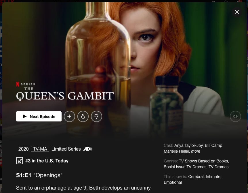 Rotten Tomatoes - 'The Queen's Gambit' was watched by a