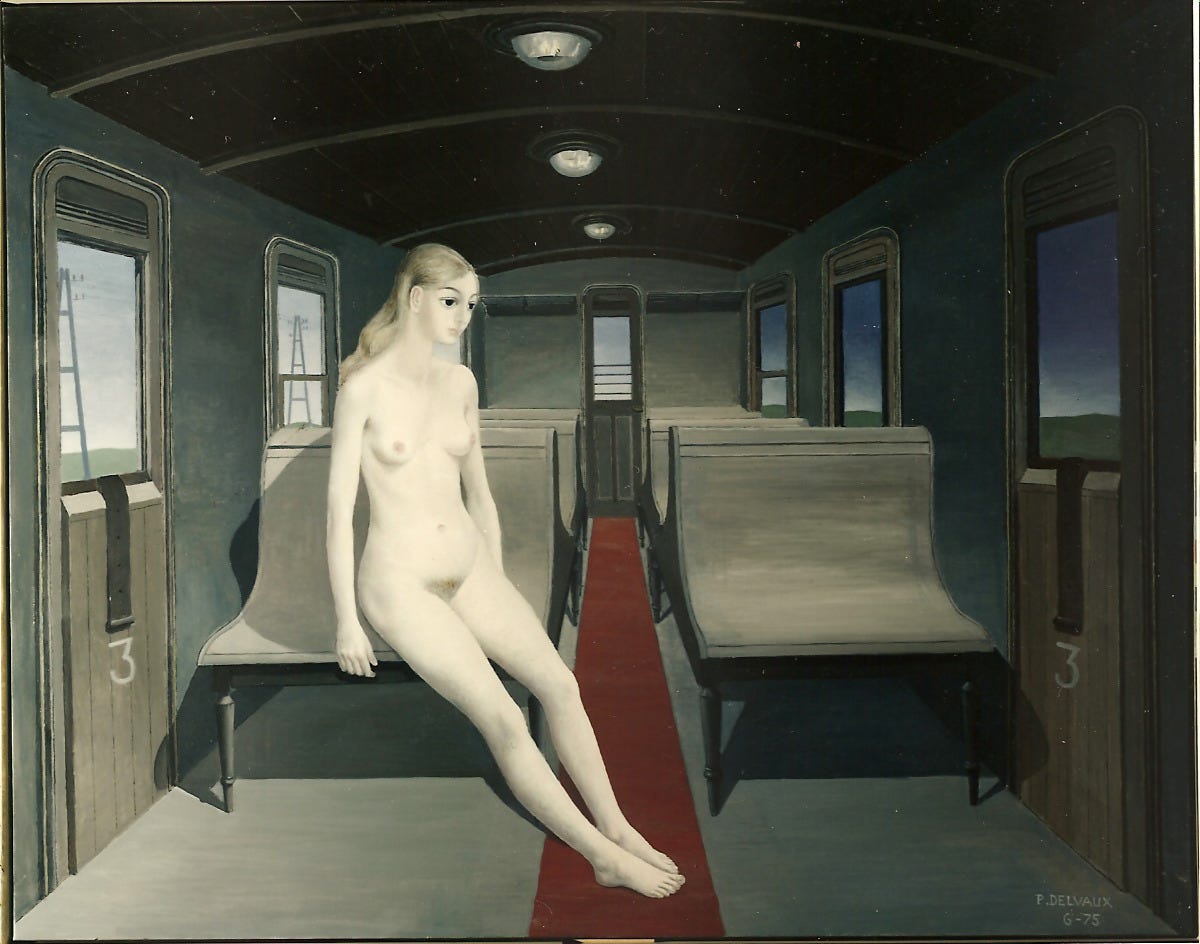 Passion for Paintings - Paul Delvaux - The Tunnel, 1978 Paul Delvaux    #passionforpaintings #surrealism