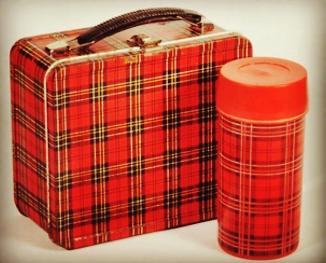 Aladdin Red, Black & White Plaid Thermos - Vintage Ford Parts