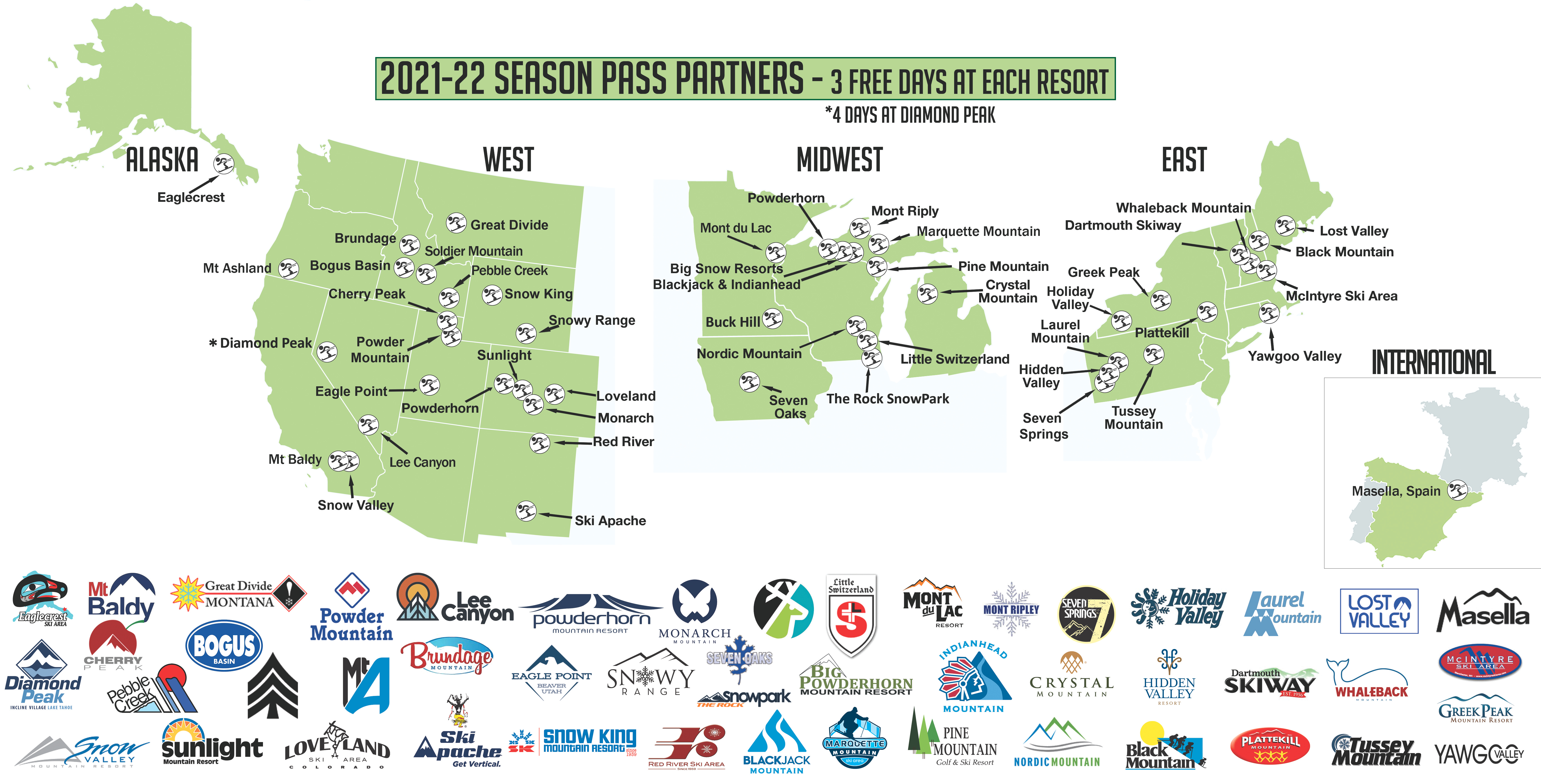 Map Of Epic Ski Resorts America's Hidden Mega Ski Pass: 3 Days Each At 48 Mountains, Plus A Season  Pass, For $299