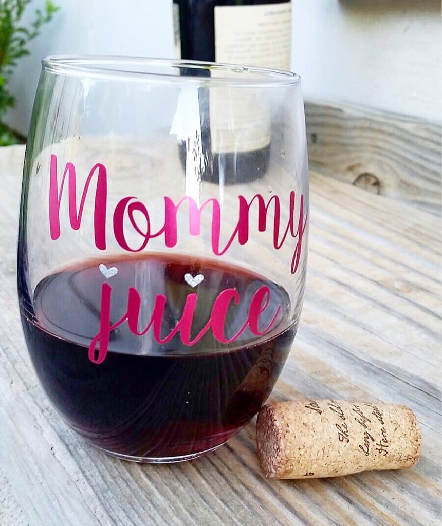Mom Juice Wine Glasses on