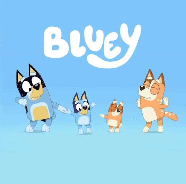 Bluey Bingo Bandit Chilli Heeler Family Dog Cartoon Characters