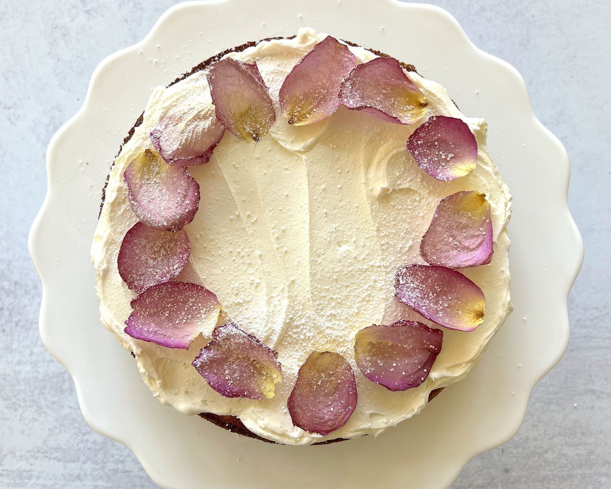 Cardamom Cake with Rosewater Whipped Cream - Kiku Corner