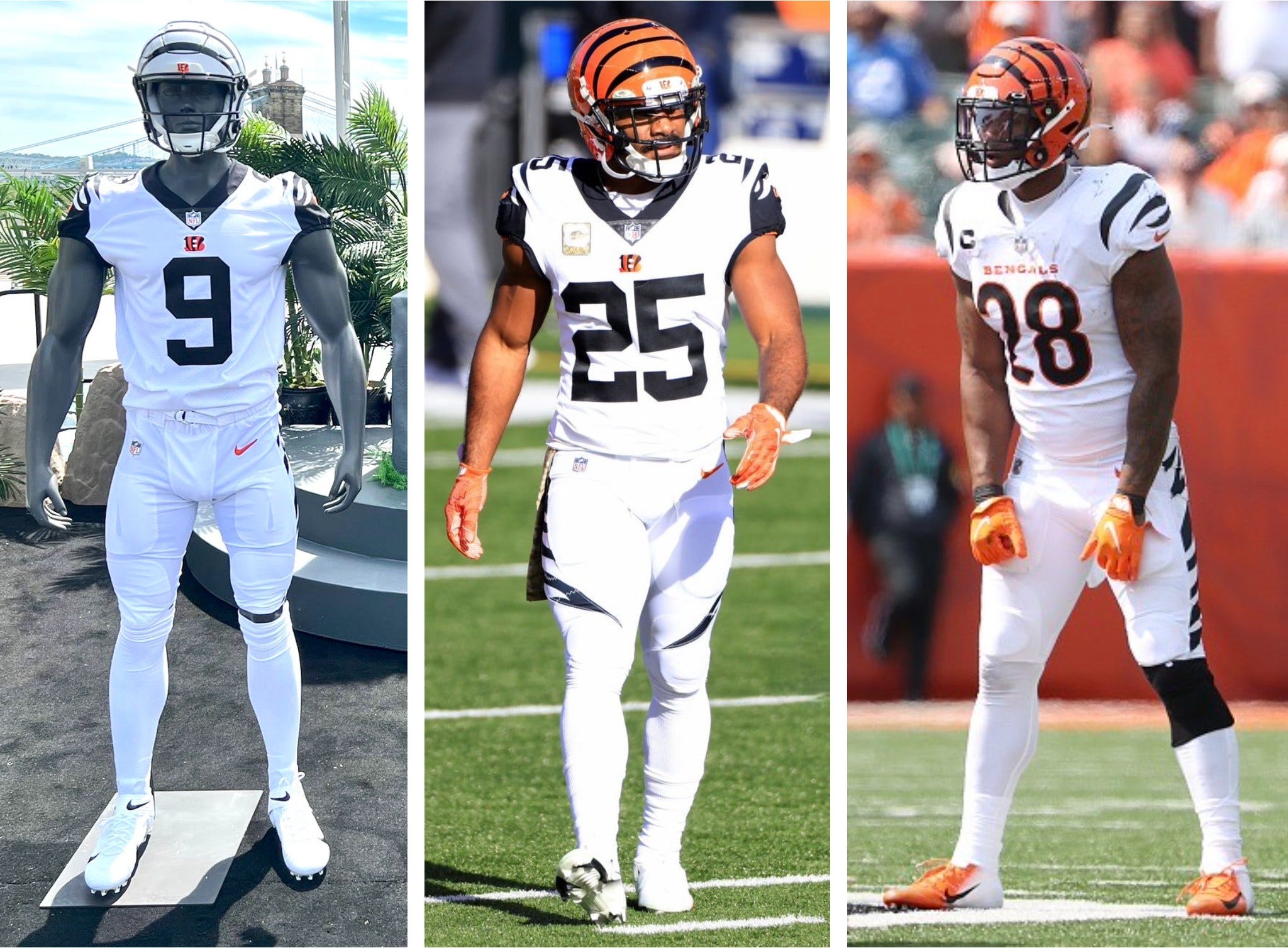 Bengals will pair color rush jerseys with new white helmets in