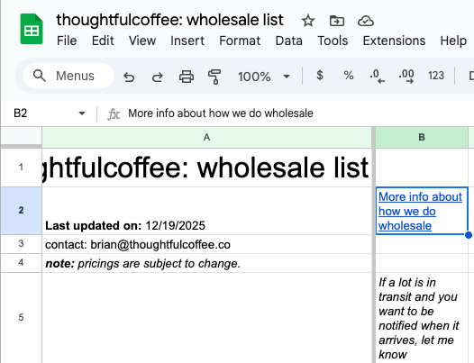 our offering list - look how ugly it is