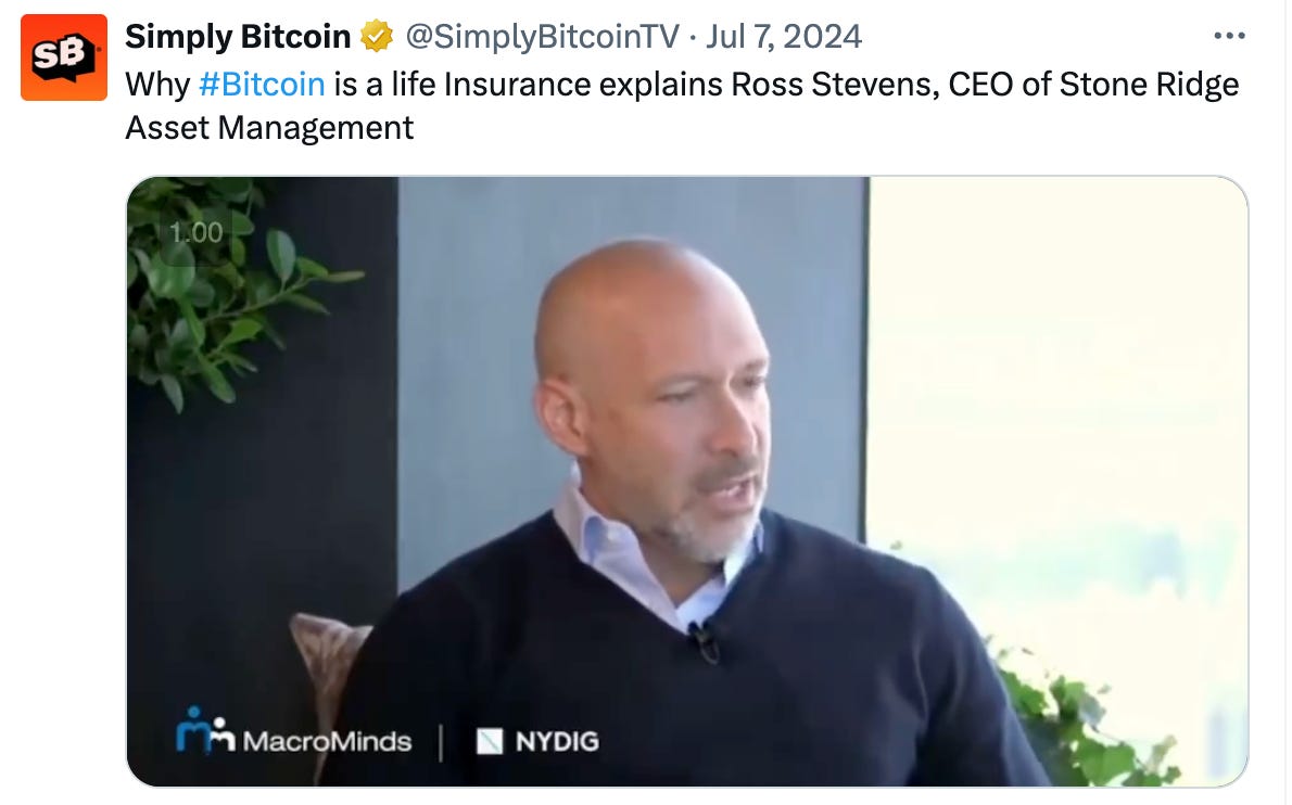 Bitcoin is also life insurance - by John Montoya