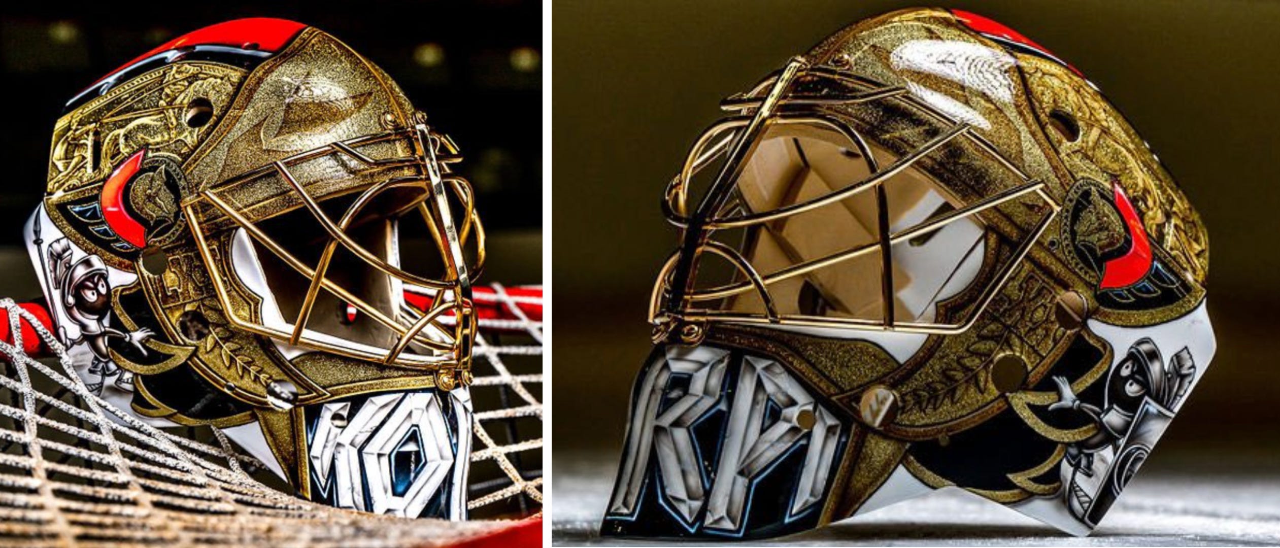 Golden Knights wear gold chrome helmets and Twitter had some