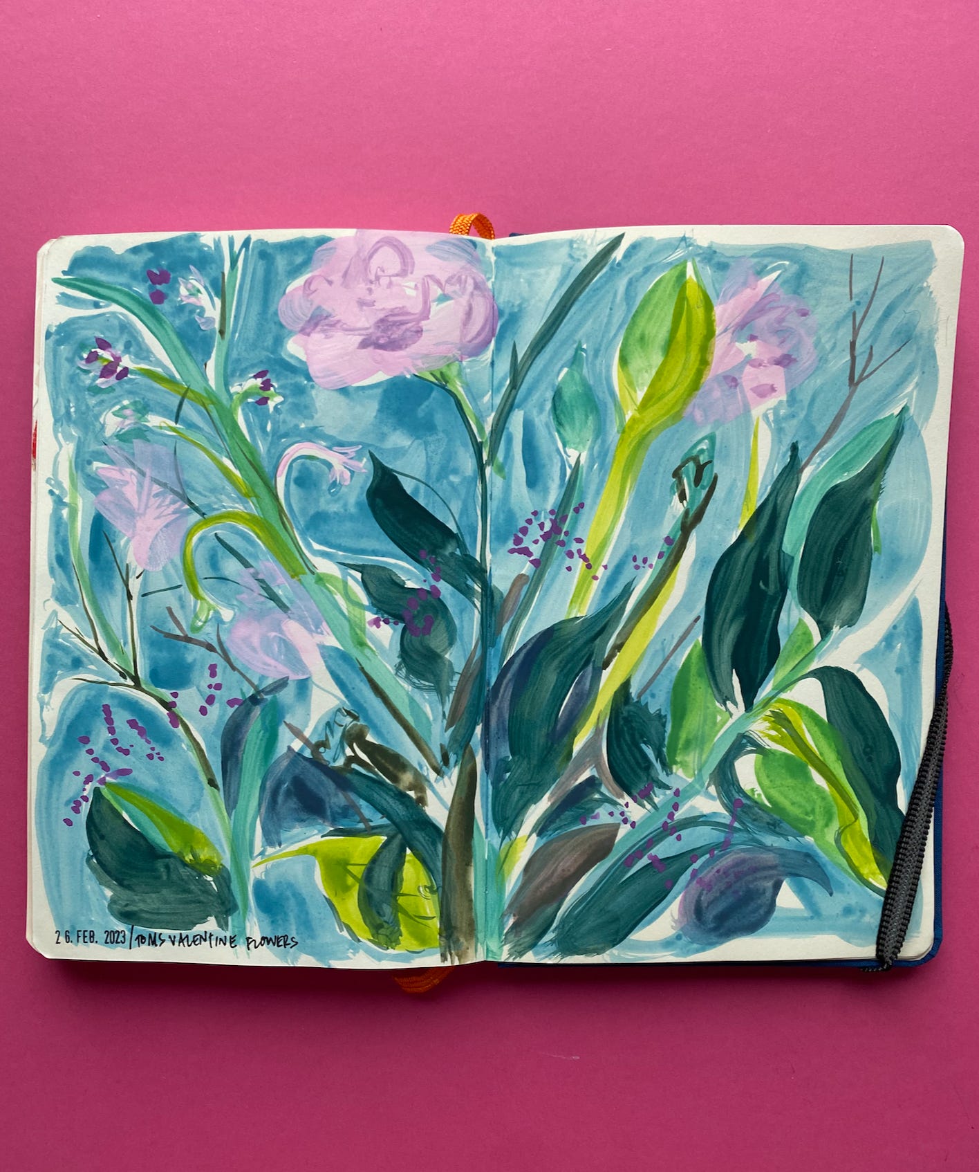 Gouache: Filling my sketchbook (with poppies) 