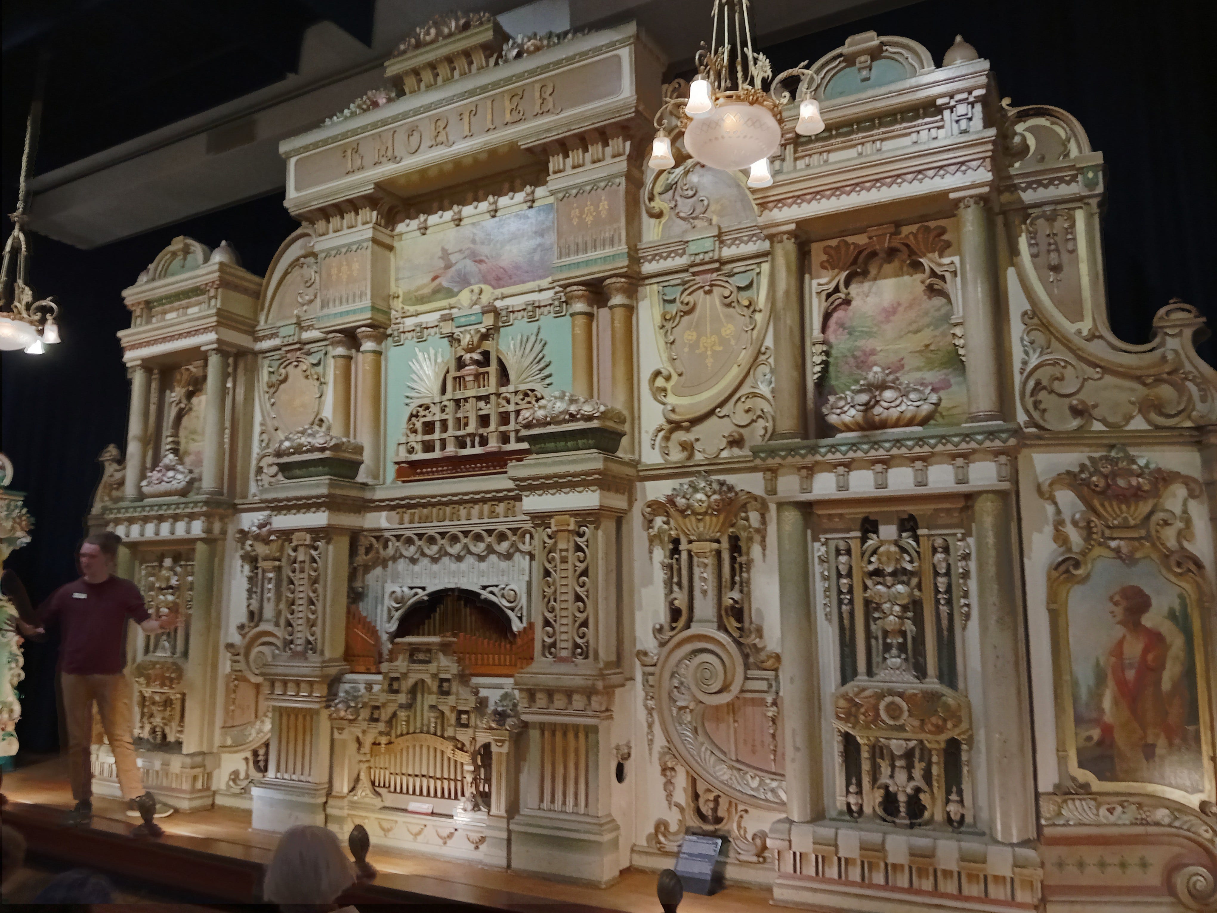 Intricate automated musical instruments on display inside Museum Speelklok in Utrecht, a museum dedicated to self-playing musical instruments.