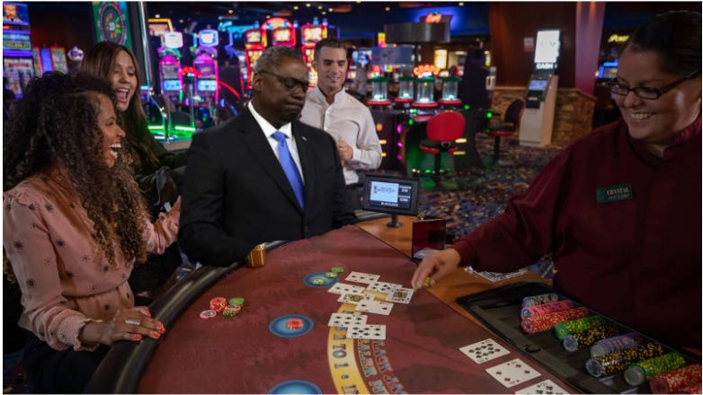 DoD bankrupt after Austin blows $300 billion at blackjack table