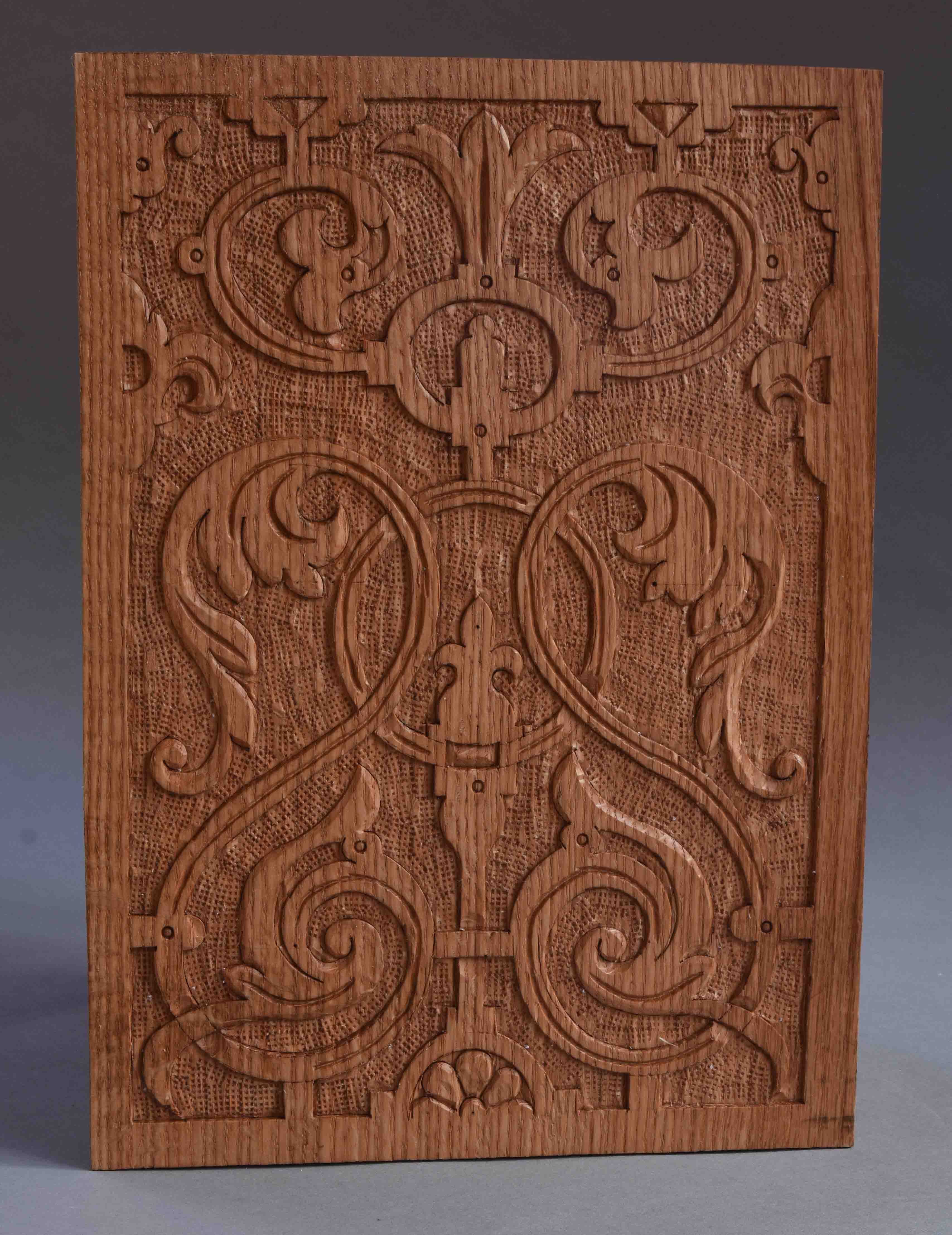 Joined stool & carved panel for sale by Peter Follansbee