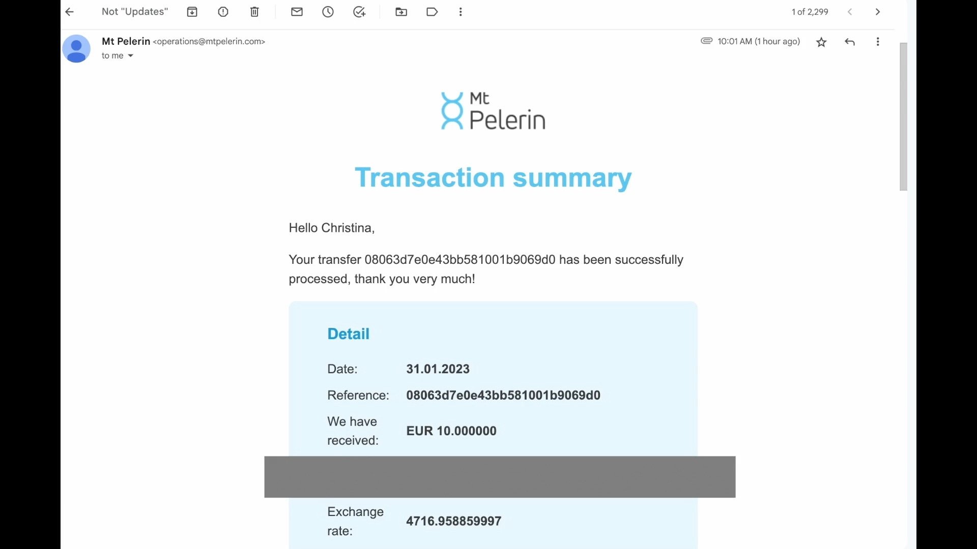 mt pelerin email notification