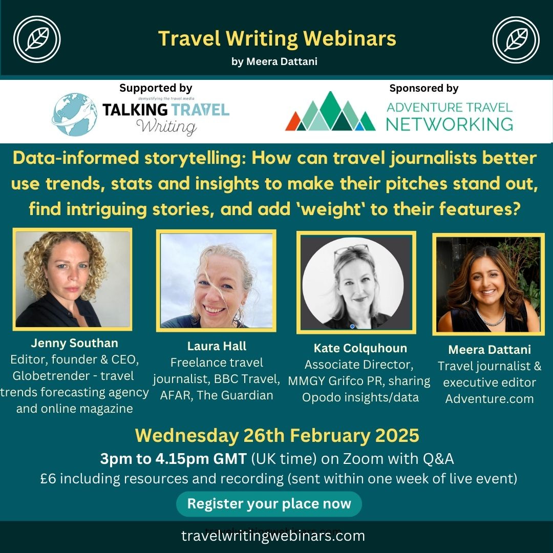 Webinar: data storytelling in travel writing | 26th Feb 3pm GMT