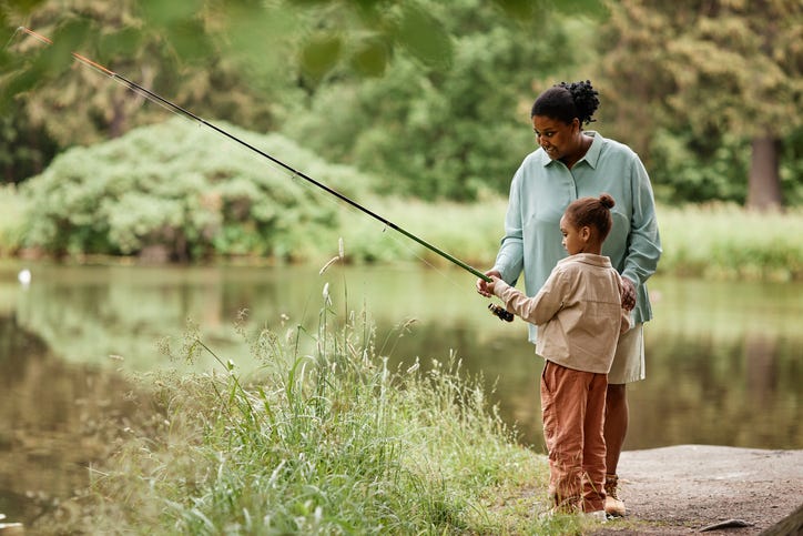 Father And Daughter Flyfishing High-Res Stock Photo - Getty Images