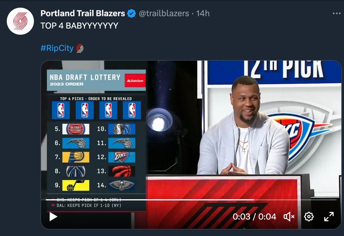 2023 Lottery Is Over and Portland Trail Blazers On The Clock