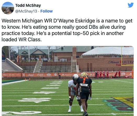 Seahawks select Western Michigan WR D'Wayne Eskridge at No. 56