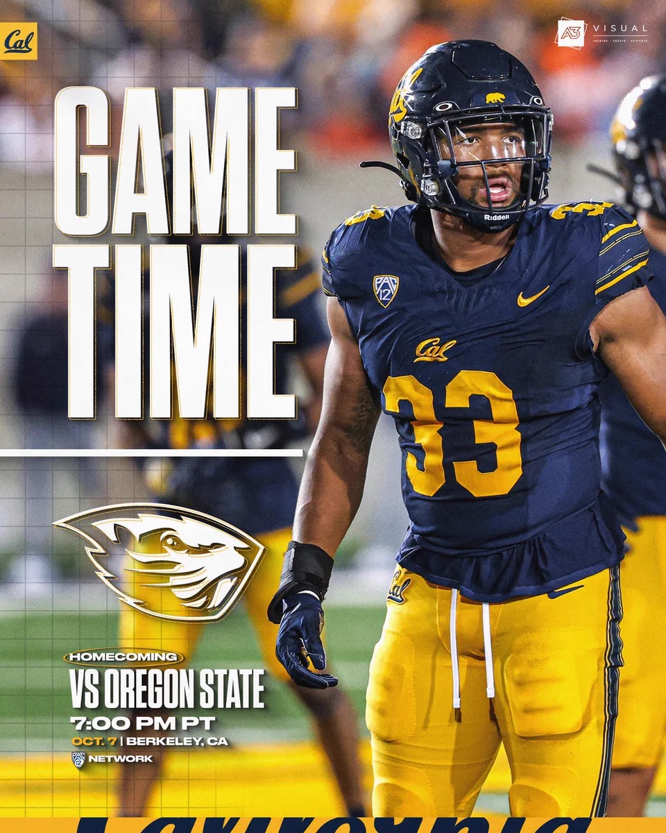 Cal Hosts No. 15 Oregon State For Homecoming - California Golden