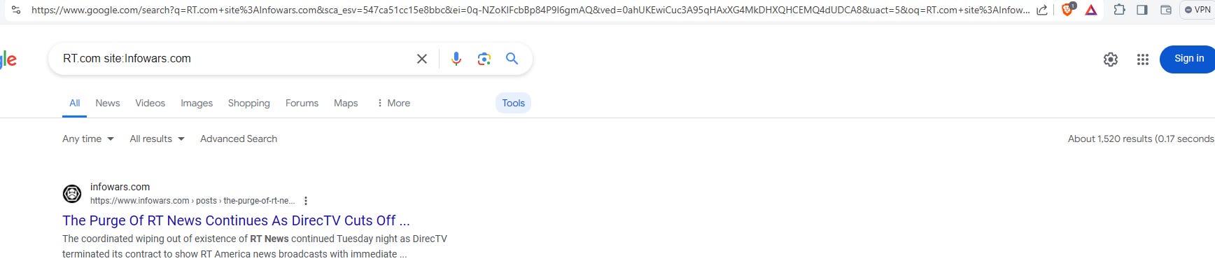 InfoWars relies on Russian RT news.