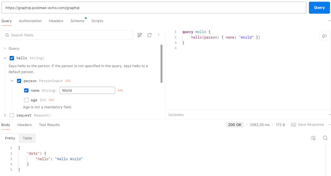 Screenshot of Postman Client