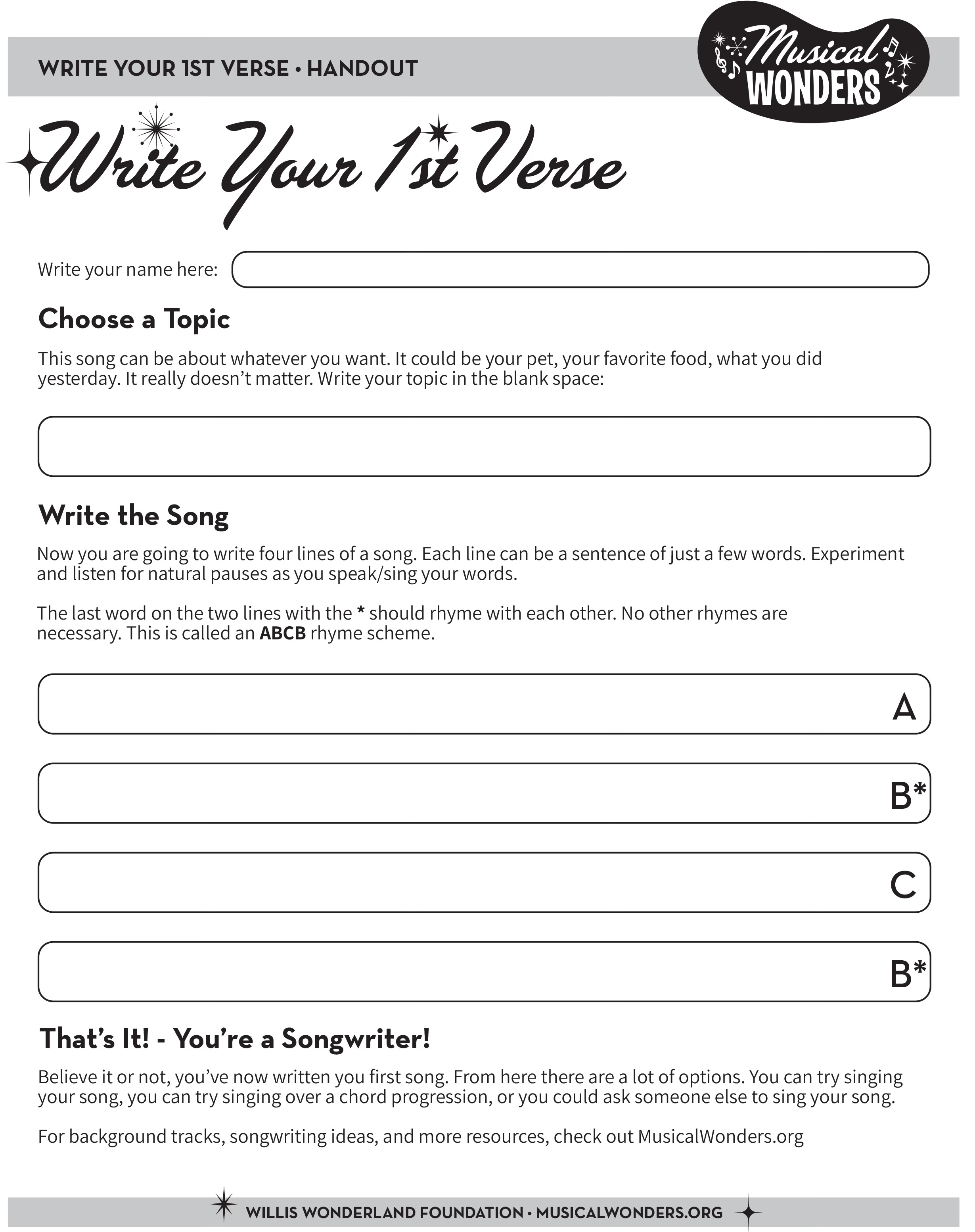 Preview image for Write Your First Song