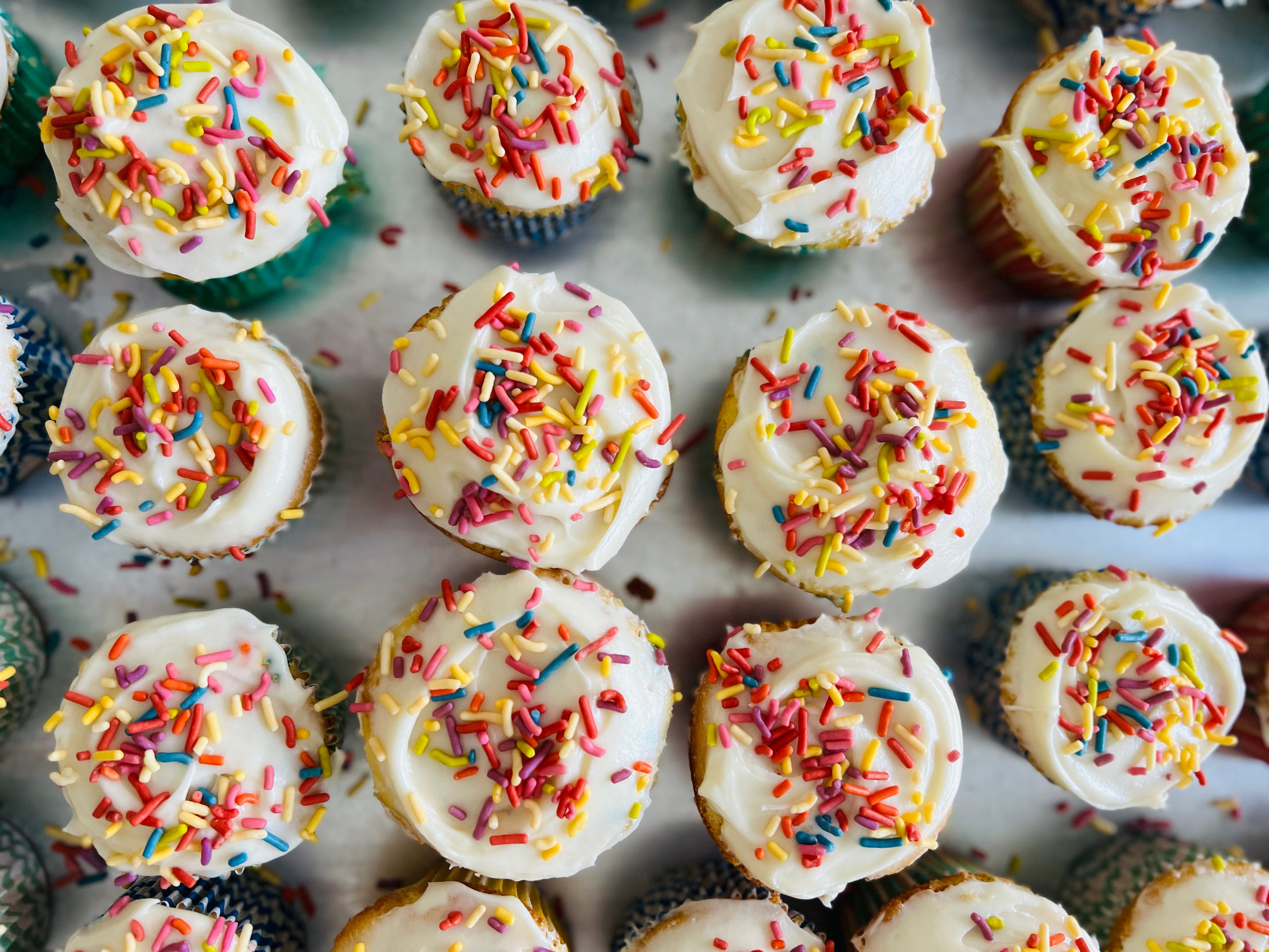 Birthday Cupcakes with Sprinkles (dairy free!) - Simply Whisked
