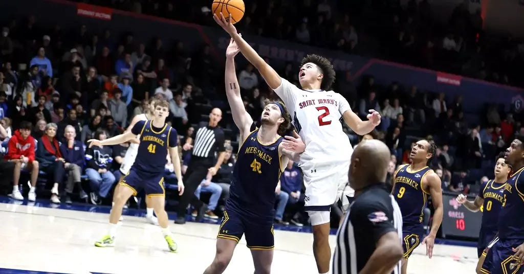 Saint Mary's survives upset-minded Merrimack