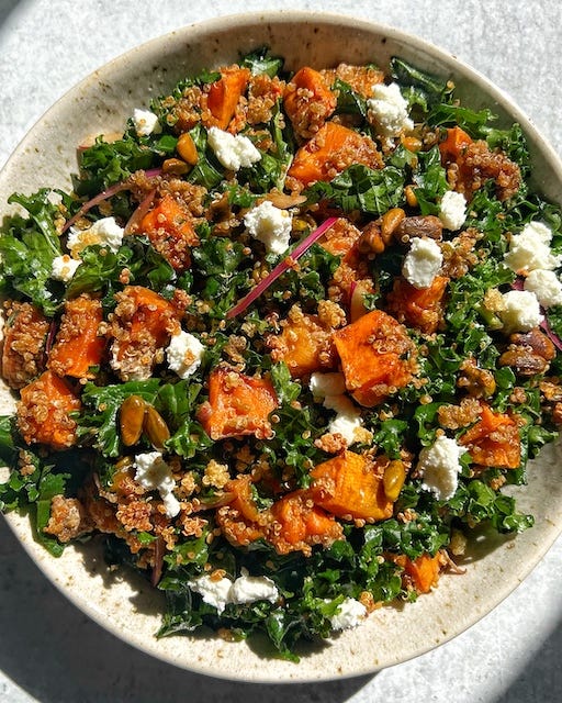 Baked Kale Salad With Crispy Quinoa