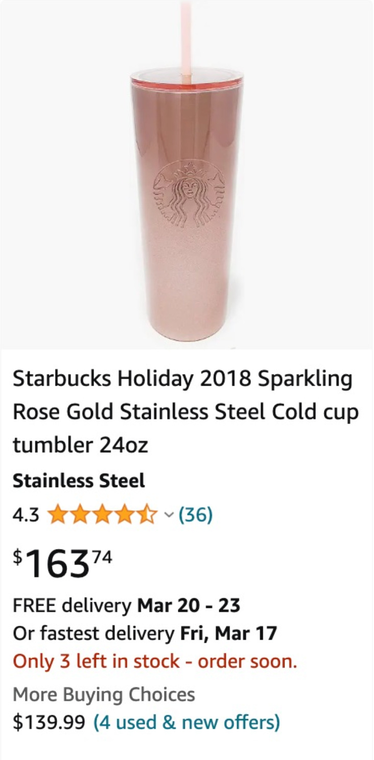 Starbucks, Kitchen, Rare Og Rose Gold Studded Starbucks Tumbler