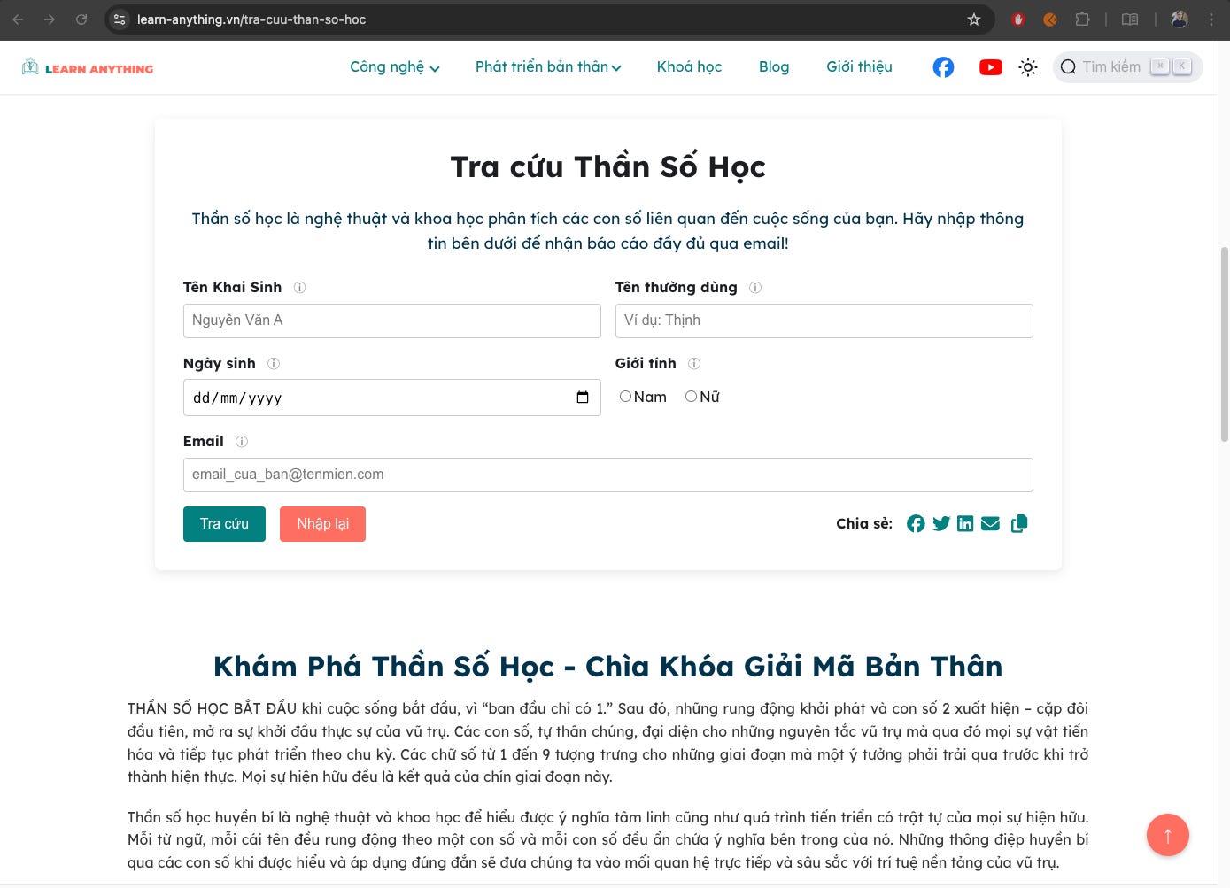 Tra Cứu Thần Số Học Chi Tiết - Khám Phá Bí Ẩn Từ Con Số Của Bạn