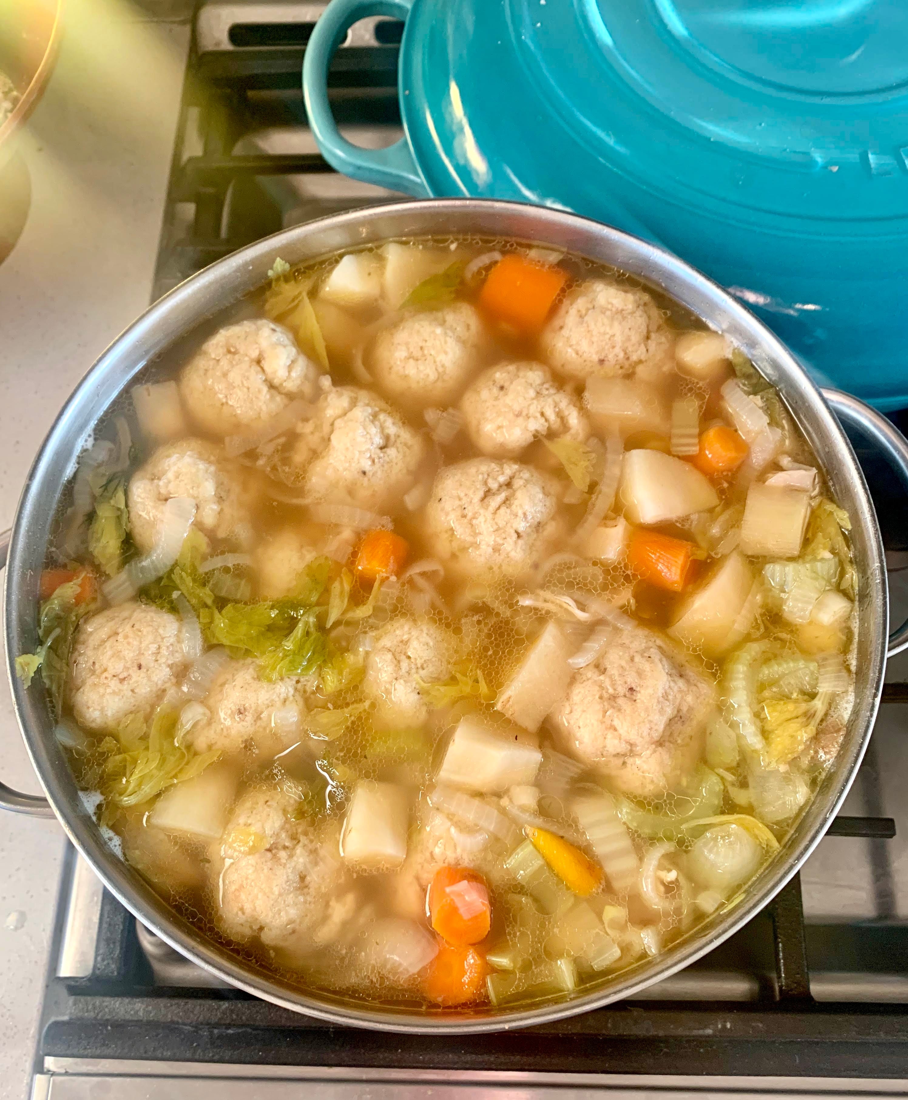 Matzoh Ball Soup with Spring Vegetables