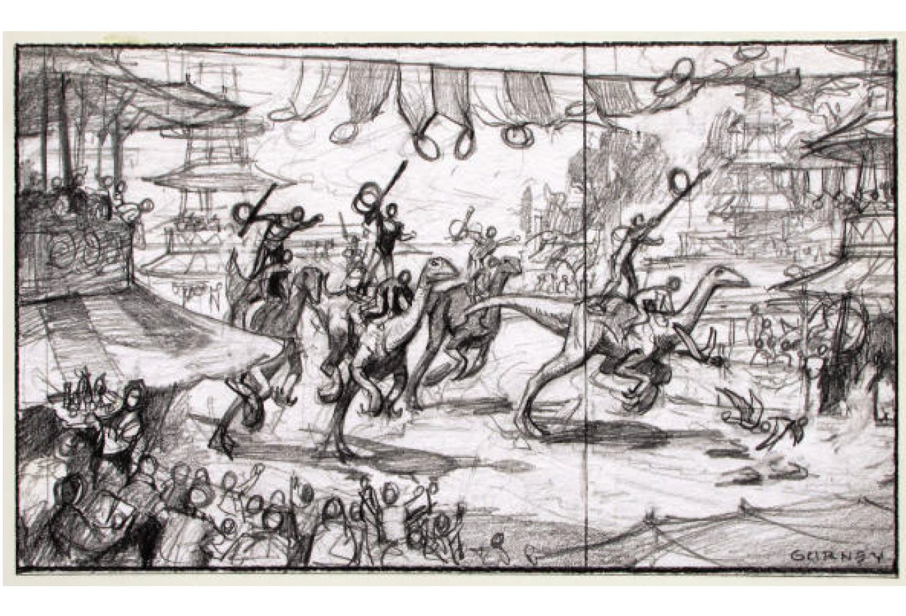 Dinosaur Olympics - by James Gurney - Paint Here