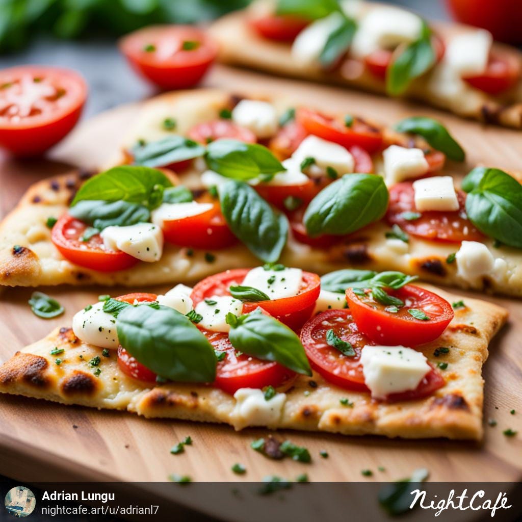 Tomato Basil Mozzarella Flatbread Recipe - by Adrian Lungu