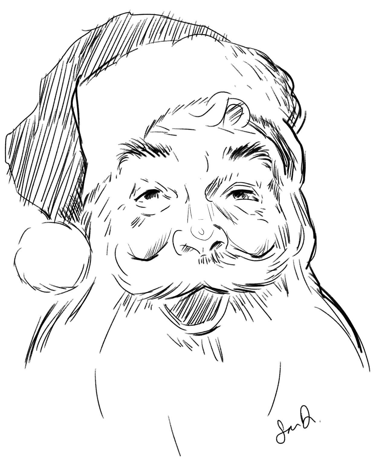 Santa Claus Original Oil Painting Face Christmas Holiday Stock Illustration  - Download Image Now - iStock