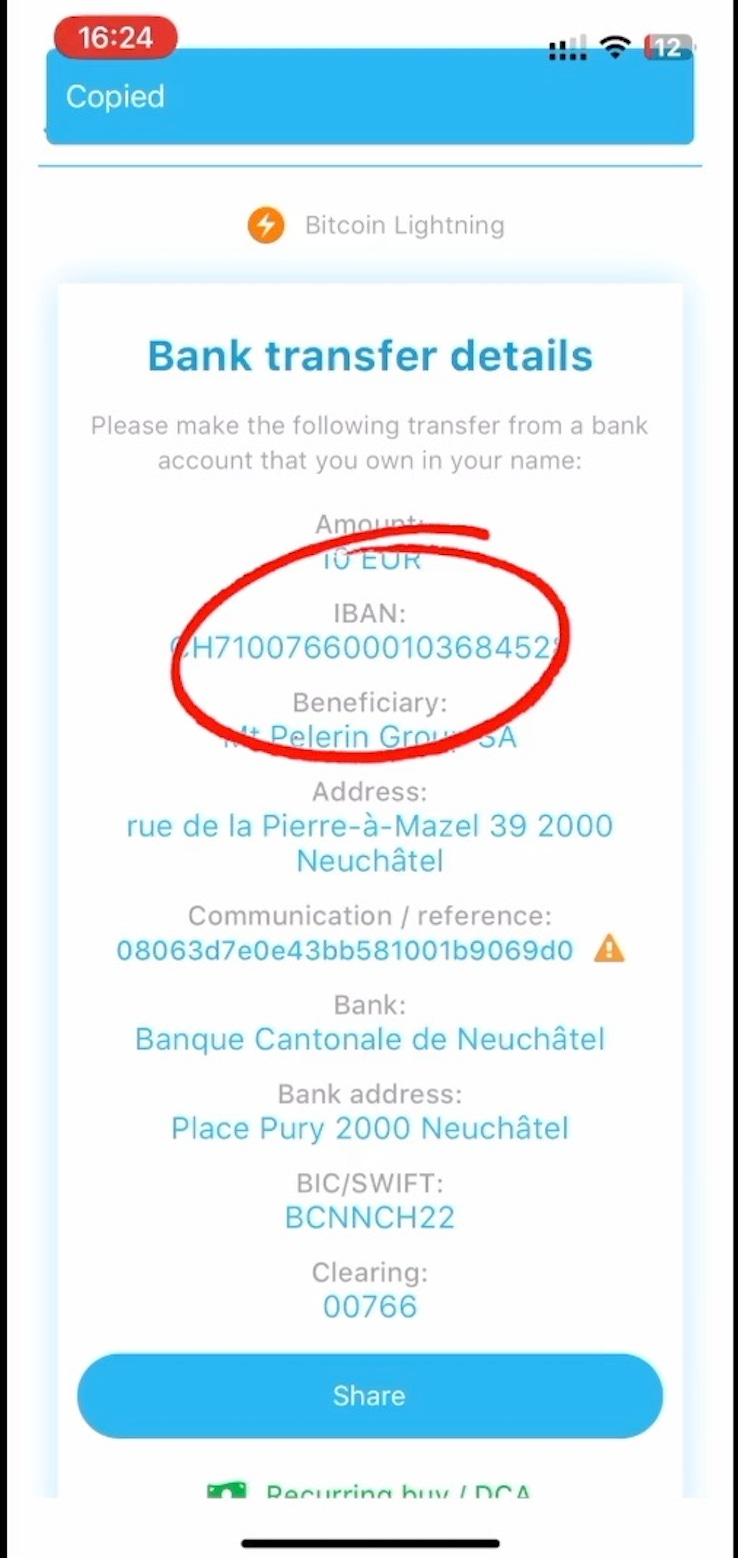bank details
